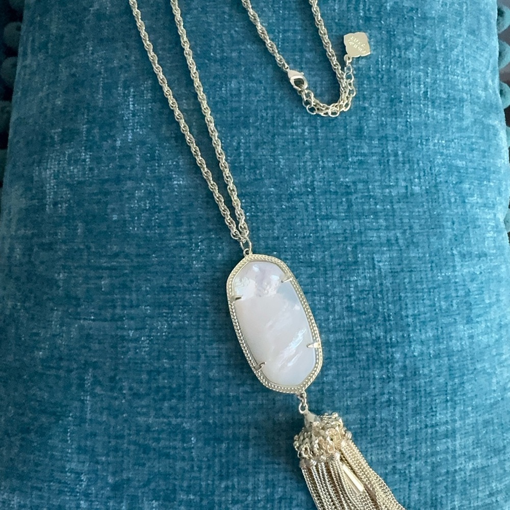 Kendra Scott Gold and Mother of Pearl long Tassel Necklace
